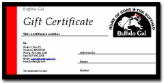 BuffaloGal.com Gift Certificate Online