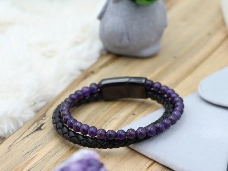 Super Soothing Amethyst Leather Bracelet Fashion