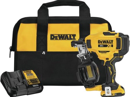 DEWALT 20V MAX Lithium-Ion 15-Degree Electric Cordless Roofing Nailer Kit with 2.0Ah Battery Charger and Bag Supply