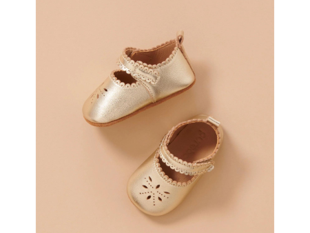 Purebaby Leather Eyelet Mary Jane - Light Gold Supply