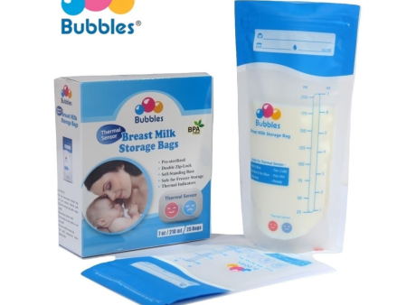 Bubbles Thermal Sensor Double Ziplock Breastmilk Bags (7oz x 25 Pcs) Online now