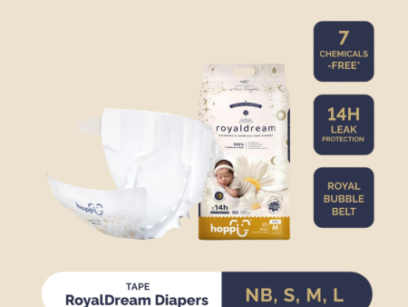 Hoppi Royal Dream Tape Diapers (1 Pack) 100% 7 Chemicals-Free Cheap