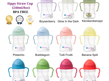 B.Box Baby Sippy Straw Cup 240ml With 360 Degree Weighted Straw (6m+)   Replacement Straw Set For Discount