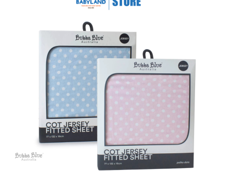 Bubba Blue Polka Dots Cot Jersey Fitted Sheet (77 x 132 x 19cm) For Discount