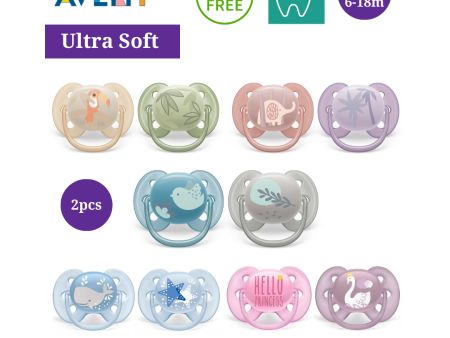 Philips Avent Ultra Soft Soother Twin Pack (0-6m) (6-18m) Online now