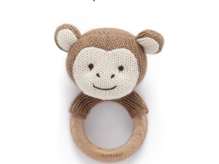 Purebaby - Organic Knitted Monkey Rattle Coconut (0m+) Fashion