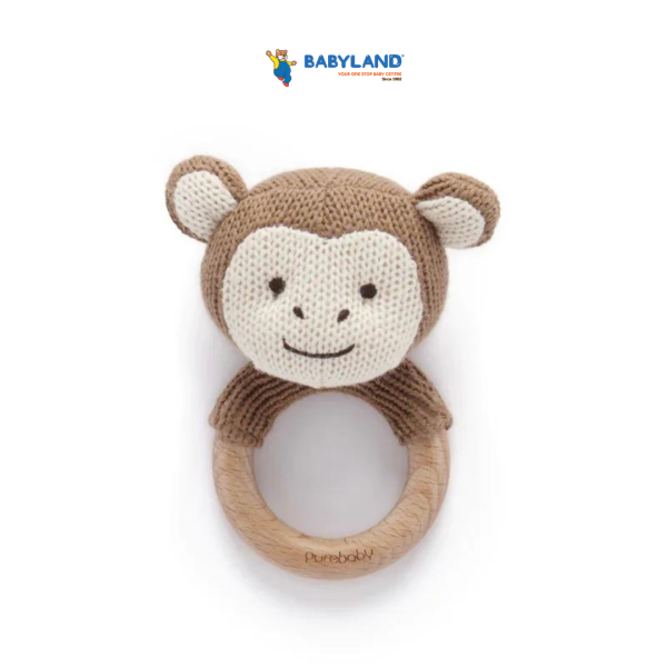 Purebaby - Organic Knitted Monkey Rattle Coconut (0m+) Fashion