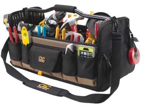 CLC Tool Works Series 1579 Open Top Tool Bag, 11 in W, 11 in D, 20 in H, 27-Pocket, Polyester, Black Supply