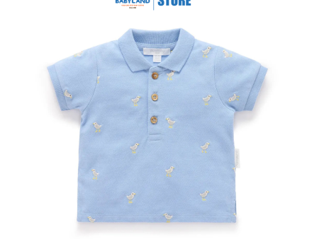 Purebaby Organic Seagull Polo Shirt Seagull Broderie Sale