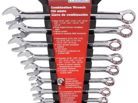 Vulcan TR-H11 Combination Wrench Set, 11-Piece, Chrome Vanadium Steel, Mirror Polish, Silver Online Hot Sale