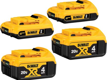 DEWALT 20V MAX Compact Lithium-Ion 2.0Ah Battery Pack (2 Pack) and 20V MAX XR Lithium-Ion 4.0Ah Battery Pack (2 Pack) Sale