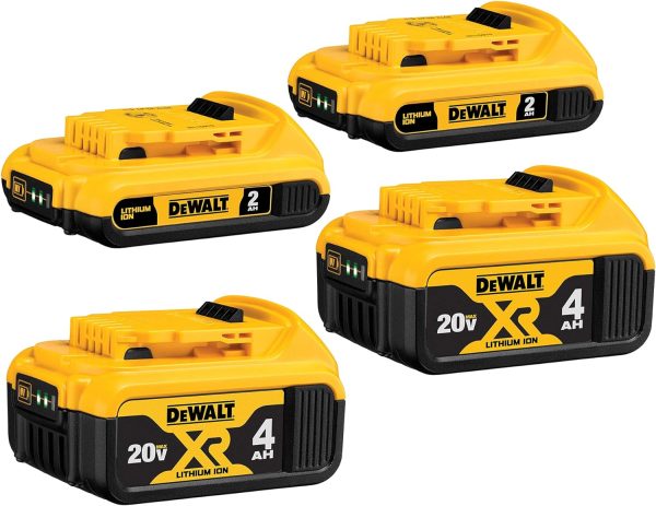 DEWALT 20V MAX Compact Lithium-Ion 2.0Ah Battery Pack (2 Pack) and 20V MAX XR Lithium-Ion 4.0Ah Battery Pack (2 Pack) Sale