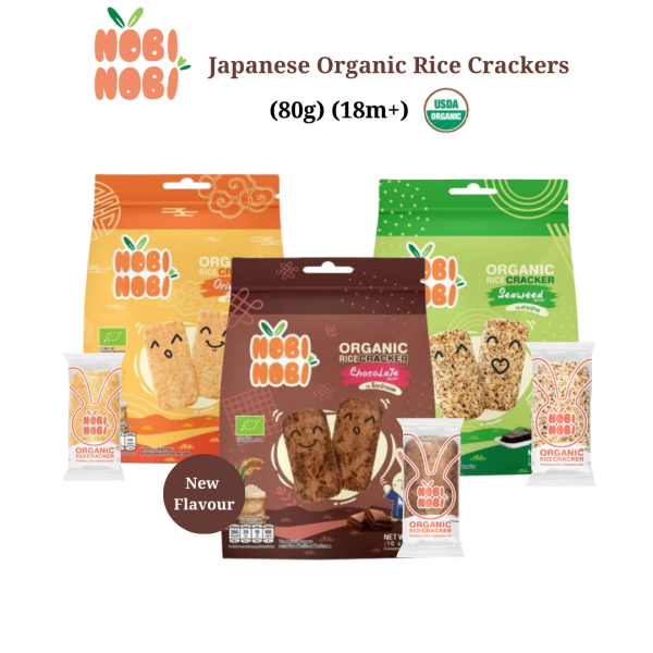 [HALAL] Nobi Nobi Organic Rice Crackers (80g) (18m+) Ready To Eat Baby Rice Snacks  Travel Food  Baby Food Online now