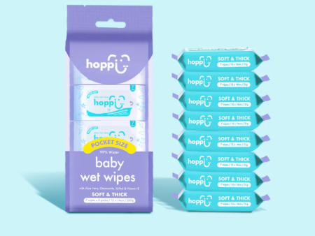 Hoppi Mini Baby Water Wipes (7s  x 8) For Discount