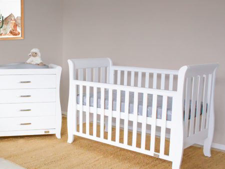 [Pre-Order] Babyhood Classic Sleigh 4-in-1 Cot - White Online now