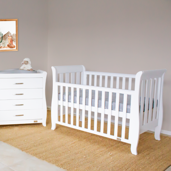 [Pre-Order] Babyhood Classic Sleigh 4-in-1 Cot - White Online now