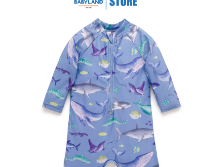 Purebaby Organic Kids Long Sleeve Rashie Sunsuit Shark Sale