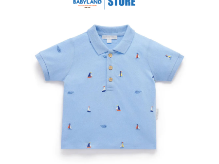 Purebaby Organic Kids Yacht Polo Shirt - Yacht Broderie Discount