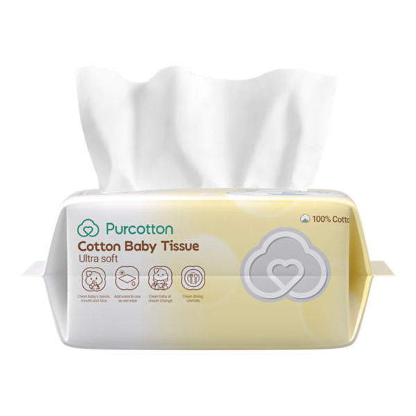 Purcotton 100% Cotton Baby Tissue Ultra Soft 80 Sheets 15X20cm Online Sale