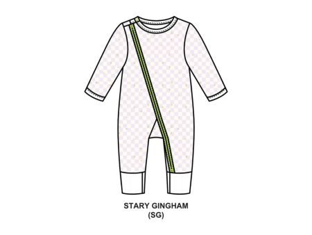 Hamako Tencel Baby Kids Jippa Suit Stary Gingham Cheap