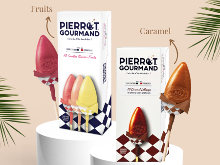 Pierrot Gourmand 10s Caramel Fruit Lollipops 130g For Cheap