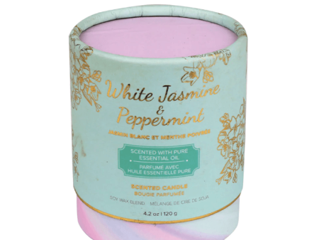 White Jasmine and Peppermint Soy Candle Scented with Essential Oils Sale