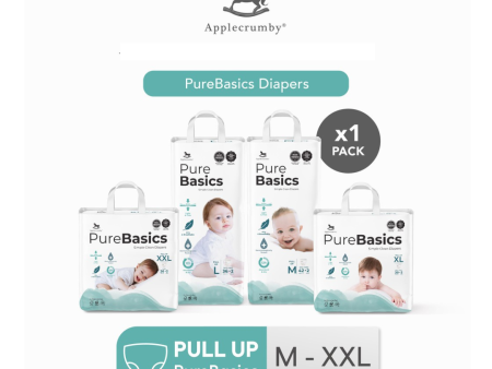 Applecrumby PureBasics Pull Up Diapers - M44   L38   XL32   XXL28 For Sale