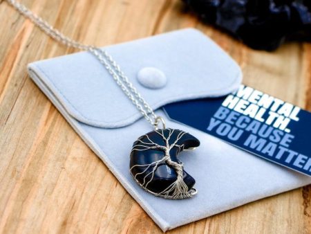 Grounding Black Obsidian Crescent Moon Gemstone Necklace Supply