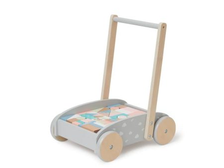 Bubble Wooden Baby Push Cart & Walker with 45 Building Blocks (12m+) Online now