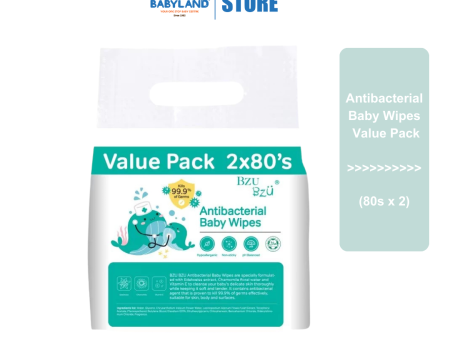 BZU BZU Antibacterial Baby Wipes Value Pack (80s x 2-pack) Supply