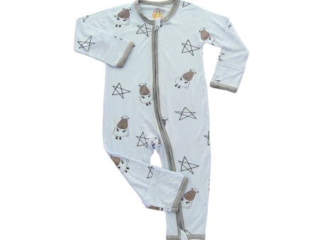 Baa Baa Sheepz Romper Zip Big Star & Sheepz Blue With Grey Border For Discount