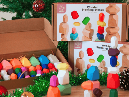 PureDays Wooden Colorful Stacking Stones (36Pcs) Online