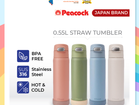 Peacock 550ML SUS316 One Touch Straw Bottle DPA-55 Hot on Sale